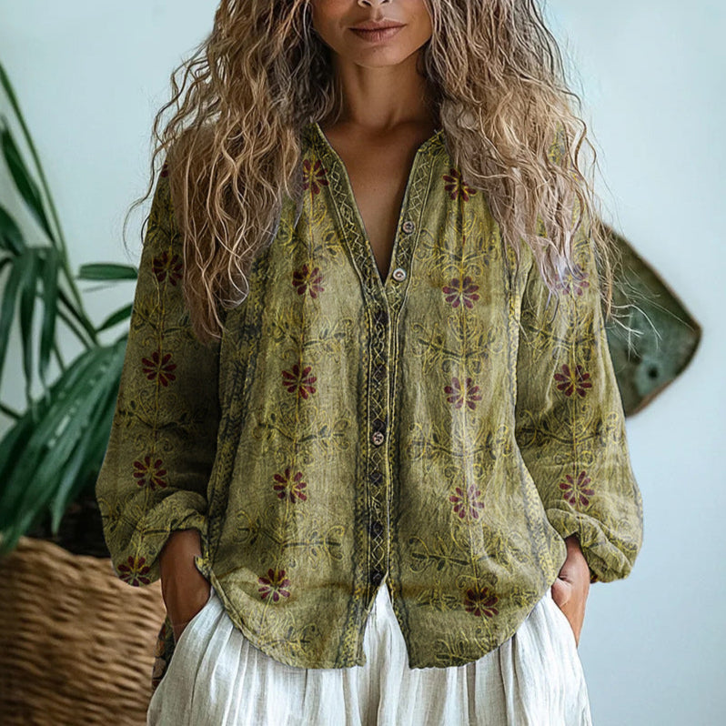 Teresa™ | Vintage Leaf Blouse